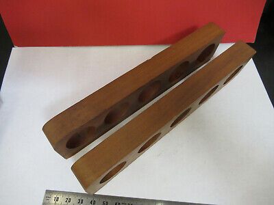 ANTIQUE BAUSCH LOMB WOOD HOLDERS for cabinet MICROSCOPE PART AS PICTURED P8-A-52