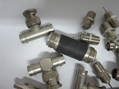 LOT 15 EA CONNECTORS T'S BNC ADAPTORS ETC RF MICROWAVE FREQUENCY BIN#F3-79