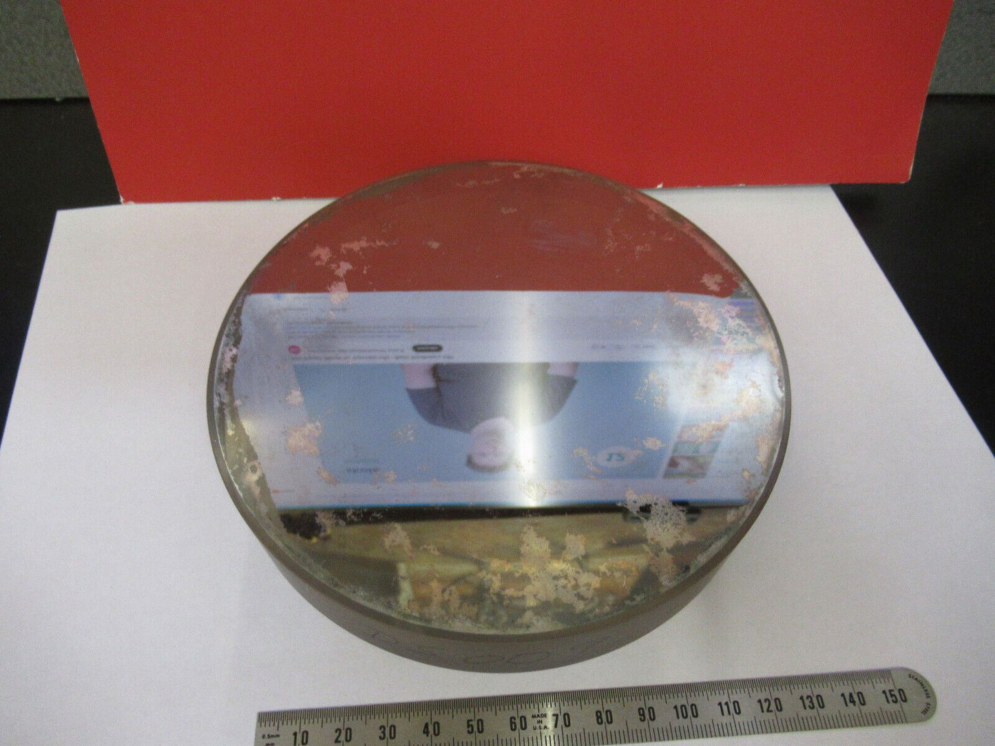 OPTICAL ZERODUR FLAT 6" DIAMETER bad coating GOOD FLATNESS AS PICTURED Q5-B-55