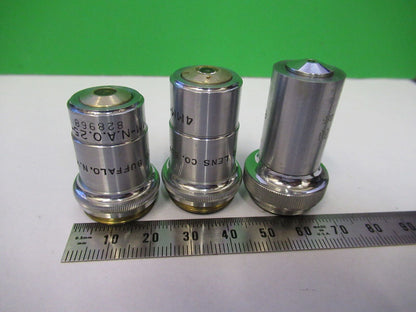 LOT 3 ea OBJECTIVES SPENCER AO, one EDS CORP MICROSCOPE PART AS PICTURED R3-B-86