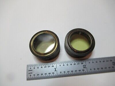 ANTIQUE MICROSCOPE PART PAIR FILTER LENS PB24330-1 UNKNOWN AS PICTURED &16-B-89