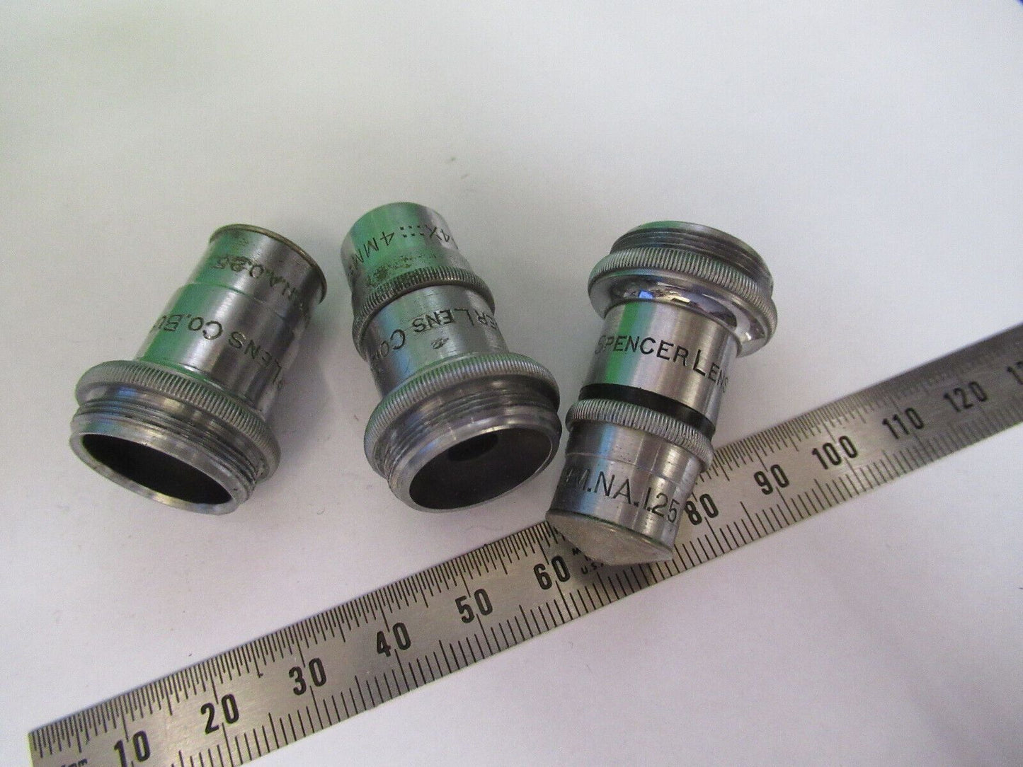 LOT 3 ea OBJECTIVES SPENCER AO MICROSCOPE PART AS PICTURED &R4-A-52