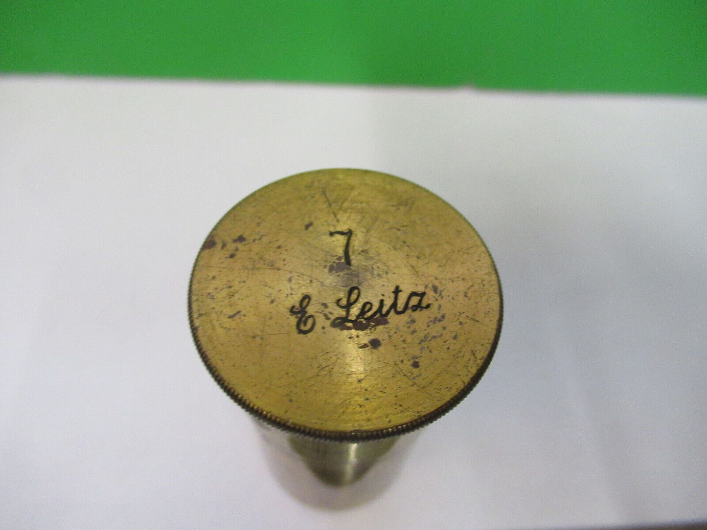 ANTIQUE BRASS EMPTY OBJECTIVE CAN E. LEITZ MICROSCOPE PART AS PICTURED Z4-B-61