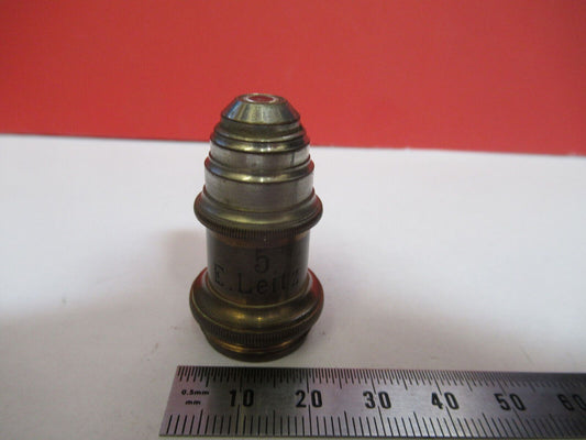 ANTIQUE  BRASS LEITZ GERMANY OBJECTIVE  "5" MICROSCOPE PART AS PICTURED G4-A-104