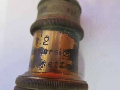 ANTIQUE BRASS LEITZ GERMANY OBJECTIVE "2" MICROSCOPE PART AS PICTURED F6-B-110