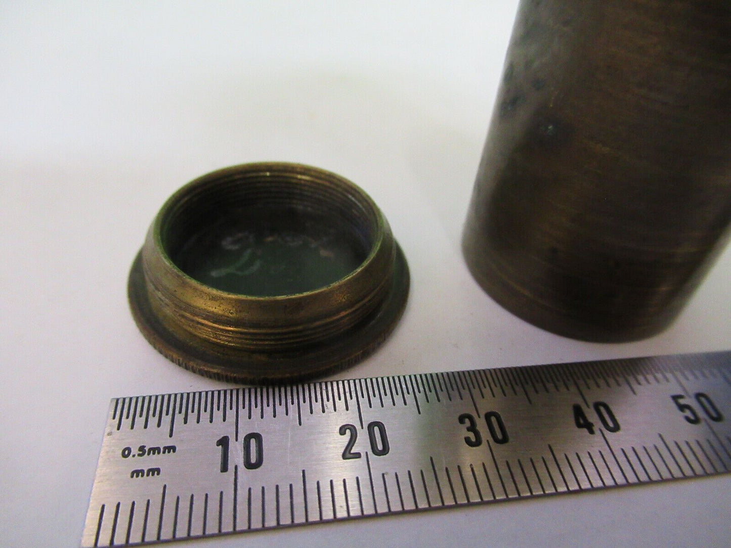 ANTIQUE EMPTY BRASS CAN for OBJECTIVE  MICROSCOPE PART AS PICTURED &Z7-A-38