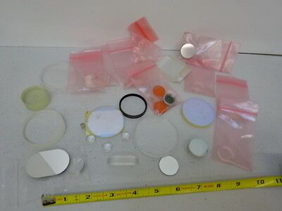 LARGE LOT OPTICS MIRRORS LENSES PRISM FILTERS ETC OPTICAL AS PICTURED &J4-A-07