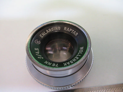 WOLLENSAK RAPTAR 75mm CAMERA LENS OPTICS MICROSCOPE PART AS PICTURED Q7-A-41