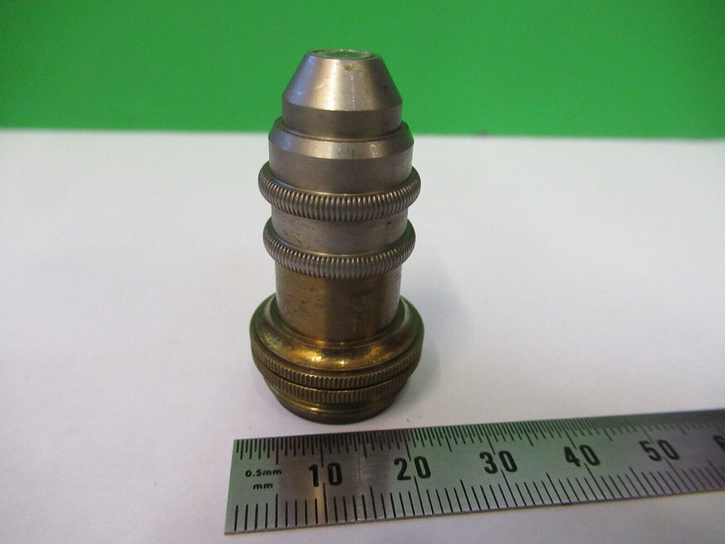 ANTIQUE BRASS UNKNOWN OBJECTIVE LENS MICROSCOPE PART AS PICTURED Z4-B-55