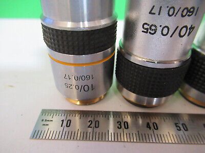 LOT 3 EA 10X 40X 100X /160 LENSES OBJECTIVE MICROSCOPE PART AS PICTURED &R7-B-11