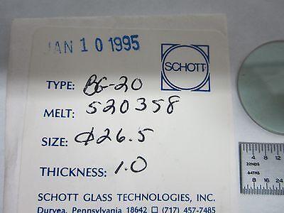 OPTICAL BLUE FILTER SCHOTT BG-20 LASER OPTICS AS IS  BIN#R4-20