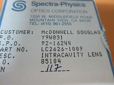 OPTICAL LENS SPECTRA PHYSICS INTRACAVITY LASER OPTICS AS IS BIN#C3 MCDONNELL