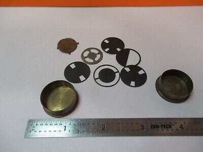 ANTIQUE BRASS CONTAINER with DARK FIELD PARTS MICROSCOPE AS PICTURED &7B-B-61