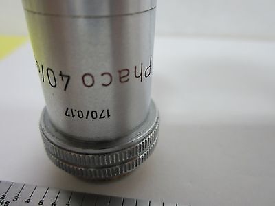 MICROSCOPE PART OBJECTIVE LEITZ GERMANY PHACO 40X OPTICS AS IS BIN#H6-29