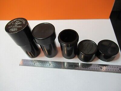 ANTIQUE LOT EMPTY OBJECTIVE CANS MICROSCOPE PART AS PICTURED #7B-B-118