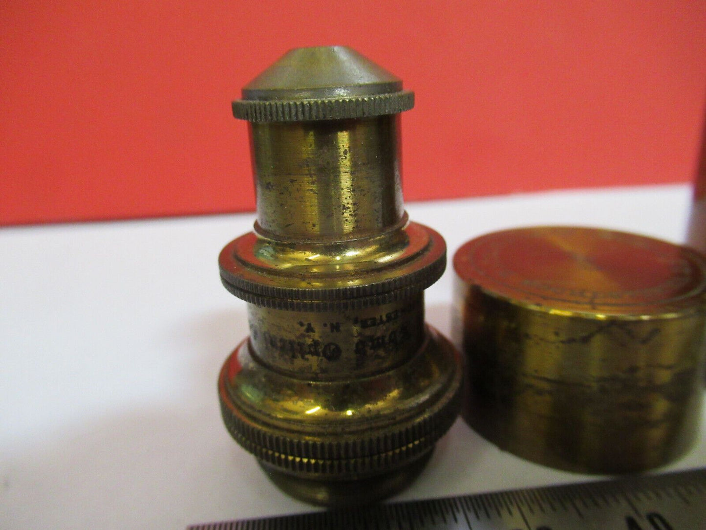 ANTIQUE  BRASS BAUSCH LOMB OBJECTIVE 1/6 MICROSCOPE PART AS PICTURED G4-A-112