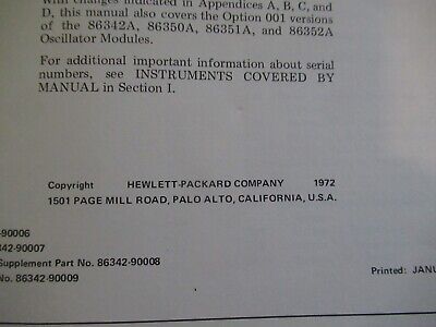 COLLECTABLE RARE HP HEWLETT PACKARD 86342A OSCILLATOR MODULE 1972 MANUAL &BIBLI