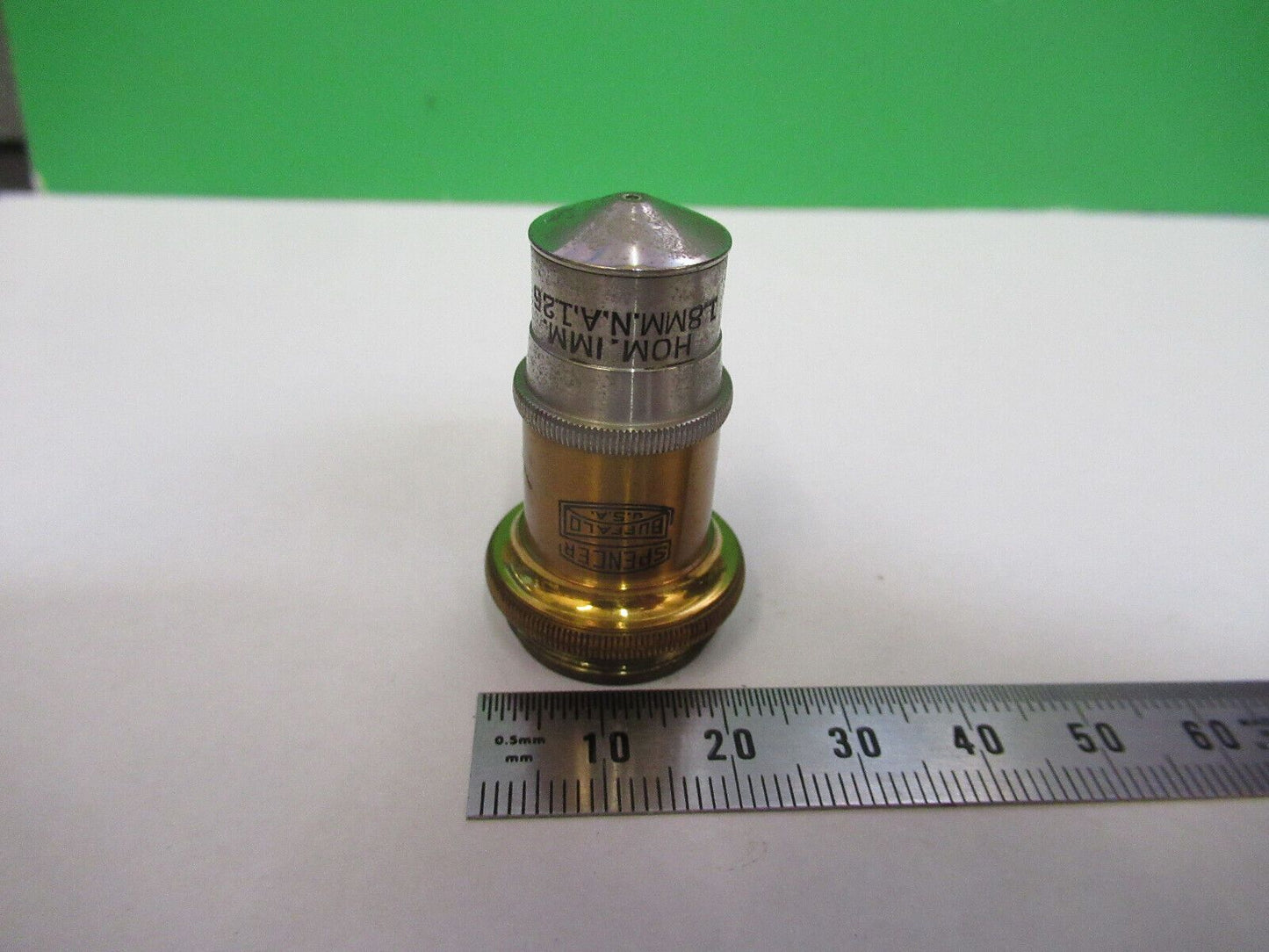 ANTIQUE BRASS OBJECTIVE SPENCER 95X LENS MICROSCOPE PART AS PICTURED &H9-C-11