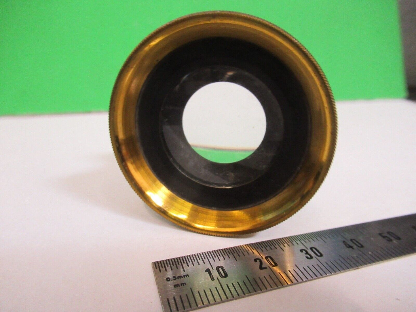 ANTIQUE BRASS PIECE MOUNTED LENS CONDENSER UK MICROSCOPE PART F8-B-09