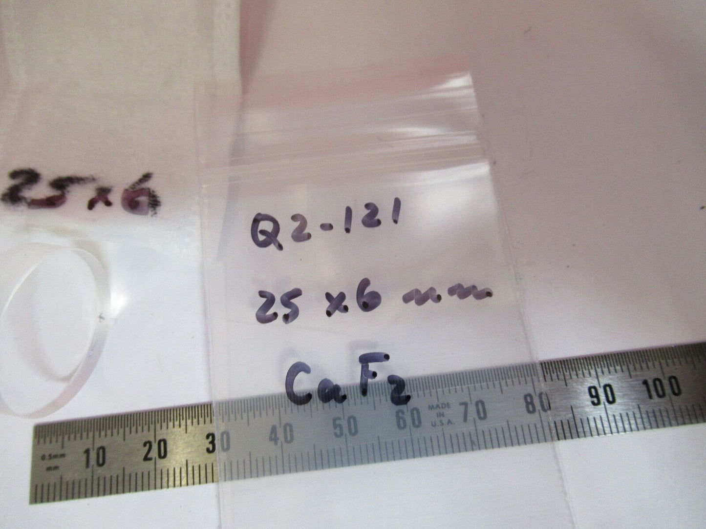 OPTICAL FLAT CALCIUM FLUORIDE CaF2 LENS LASER OPTICS AS PICTURED Q2-121