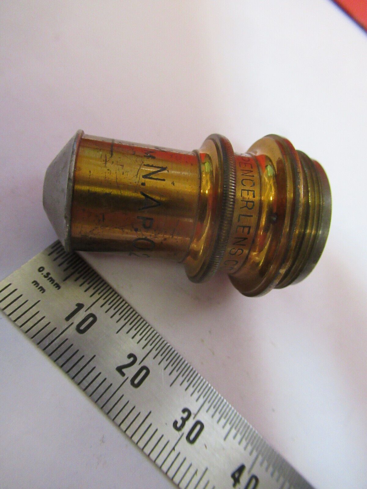 ANTIQUE  BRASS SPENCER OBJECTIVE 16mm MICROSCOPE PART AS PICTURED G4-A-95