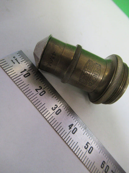 ANTIQUE SPENCER BRASS 44X OBJECTIVE LENS MICROSCOPE PART AS PICTURED R4-A-28