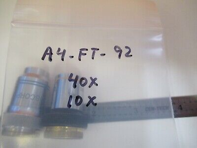 LOT 2 EA OBJECTIVE 10X 40X JAPAN OPTICS MICROSCOPE PART as pictured &A4-FT-92