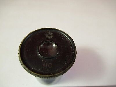 ANTIQUE BRASS EYEPIECE X10 BAKER LONDON MICROSCOPE PART AS PICTURED #66-A-41