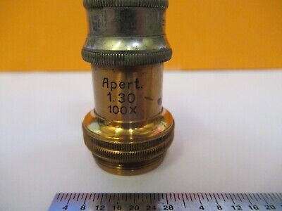 OBJECTIVE ANTIQUE BRASS LEITZ 100X OPTICS MICROSCOPE PART AS PICTURED &G1-A-75