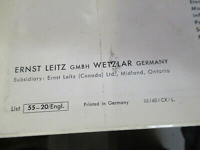 ORIGINAL BOOKLET LEITZ WETZLAR GERMANY POLARIZING MICROSCOPE PART AS PICTURED W3