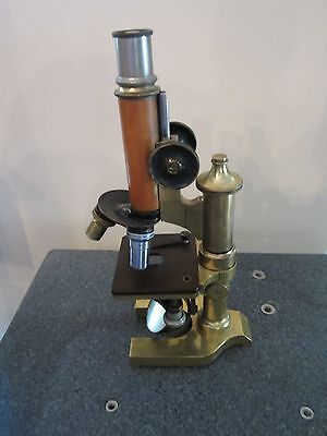 VINTAGE OPTICAL ANTIQUE BRASS MICROSCOPE LEITZ as shown BAUSCH OPTICS #LOBBY