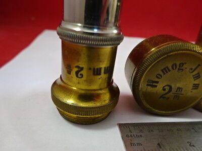 ANTIQUE BRASS OBJECTIVE HOMG 2mm LEITZ ?? GERMANY MICROSCOPE PART AS IS &92-13