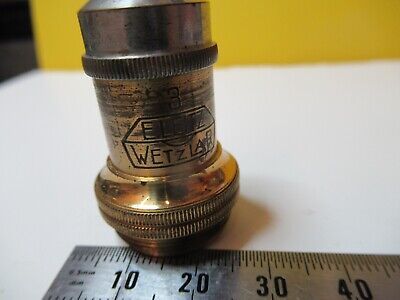 ANTIQUE OBJECTIVE BRASS LEITZ 3 OPTICS MICROSCOPE PART AS PICTURED &14-C-25