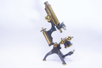 Rare Joseph Long London Microscope from the 1800s with Unusual Tripod Design