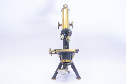 Rare Joseph Long London Microscope from the 1800s with Unusual Tripod Design