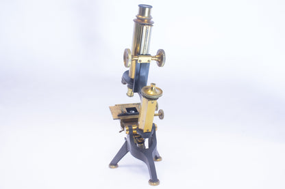 Rare Joseph Long London Microscope from the 1800s with Unusual Tripod Design