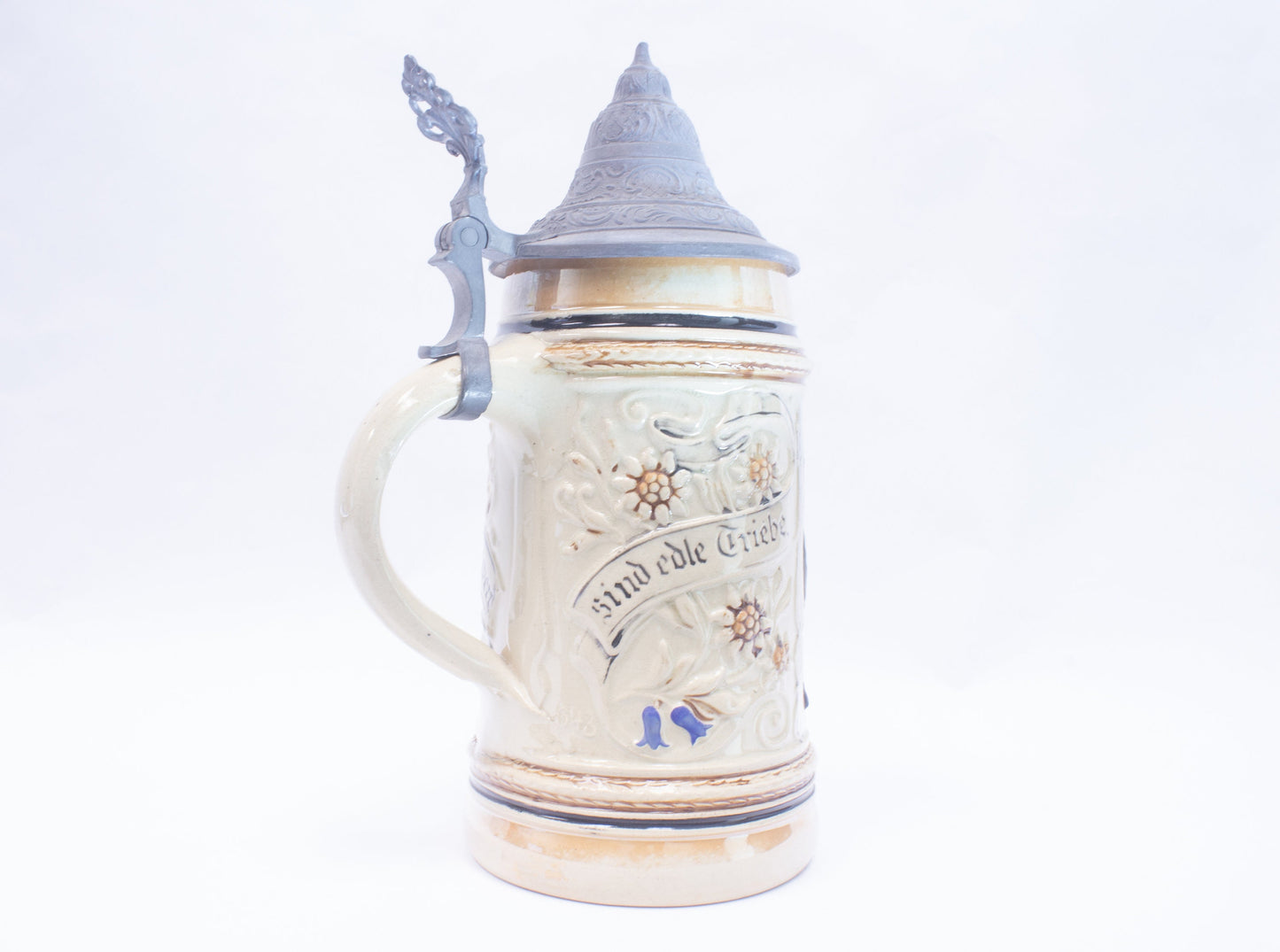 Antique German Stein with Folk Art