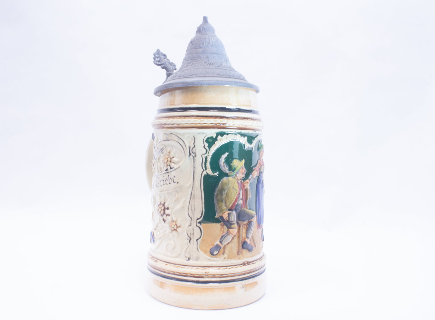 Antique German Stein with Folk Art