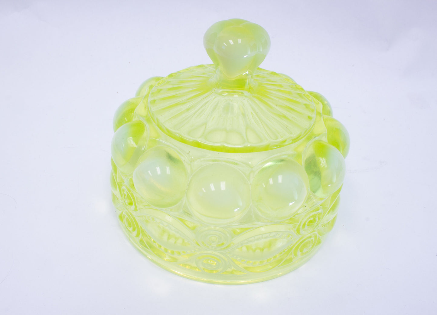 Vintage Uranium Glass Covered Platter