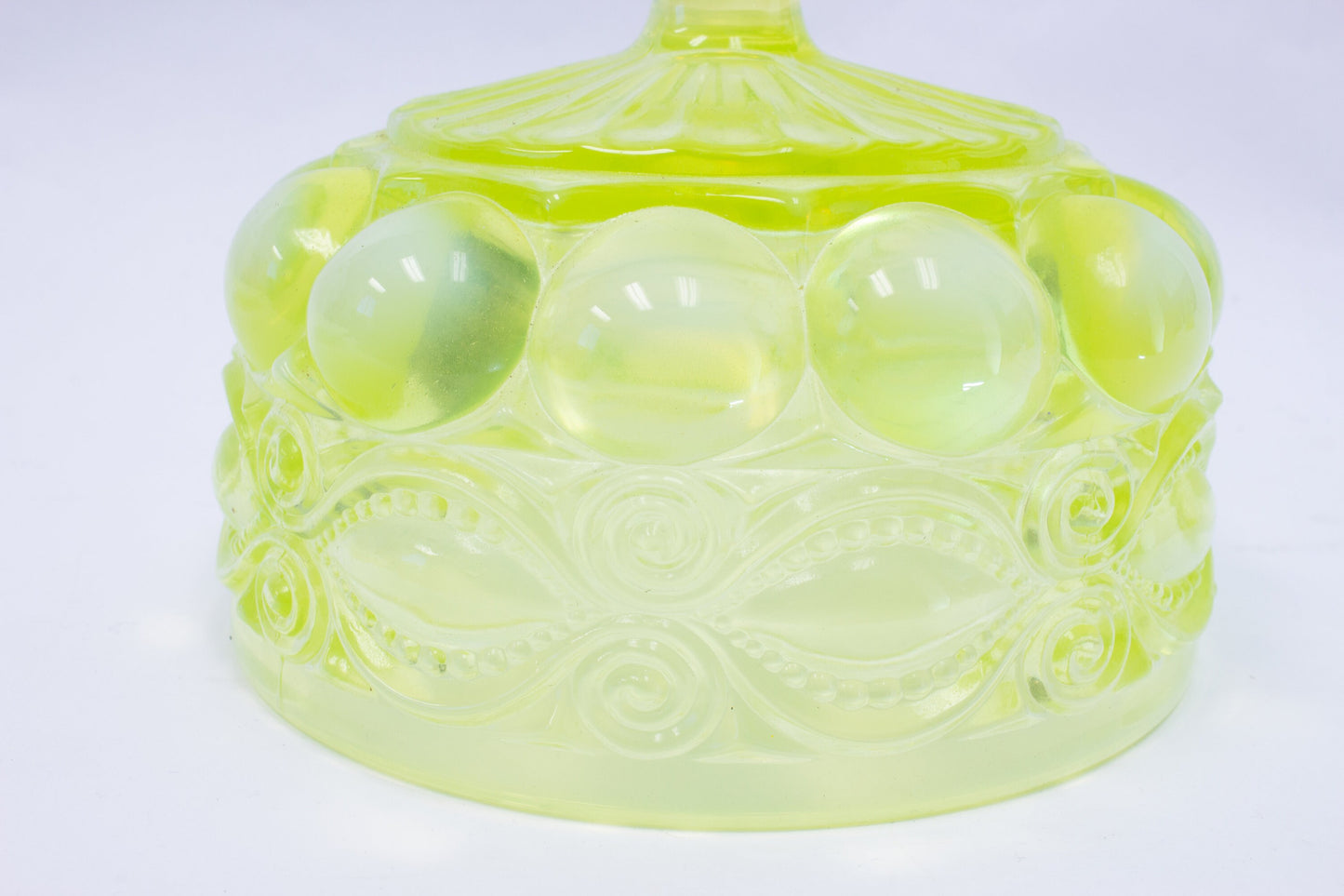 Vintage Uranium Glass Covered Platter