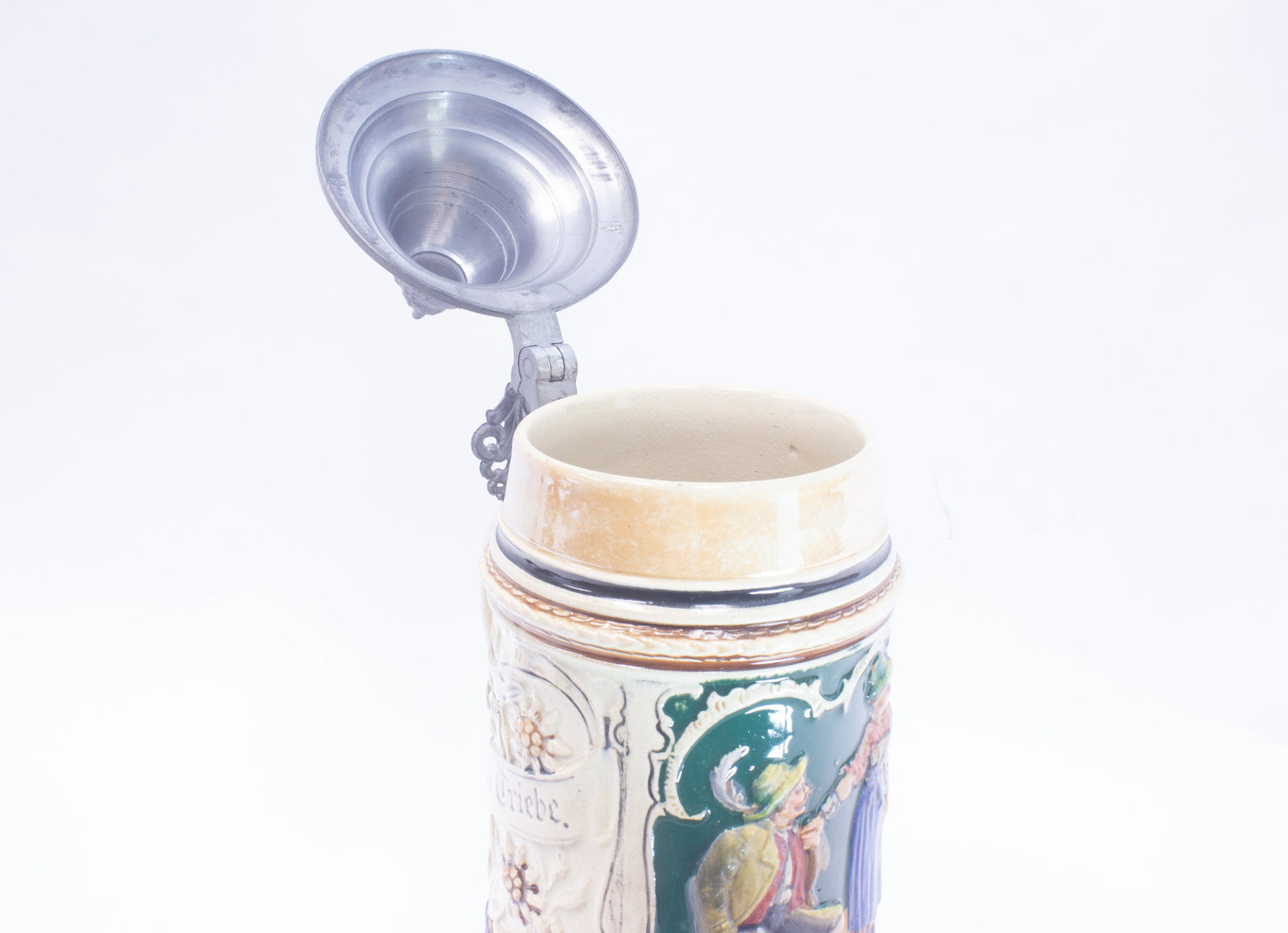 Antique German Stein with Folk Art