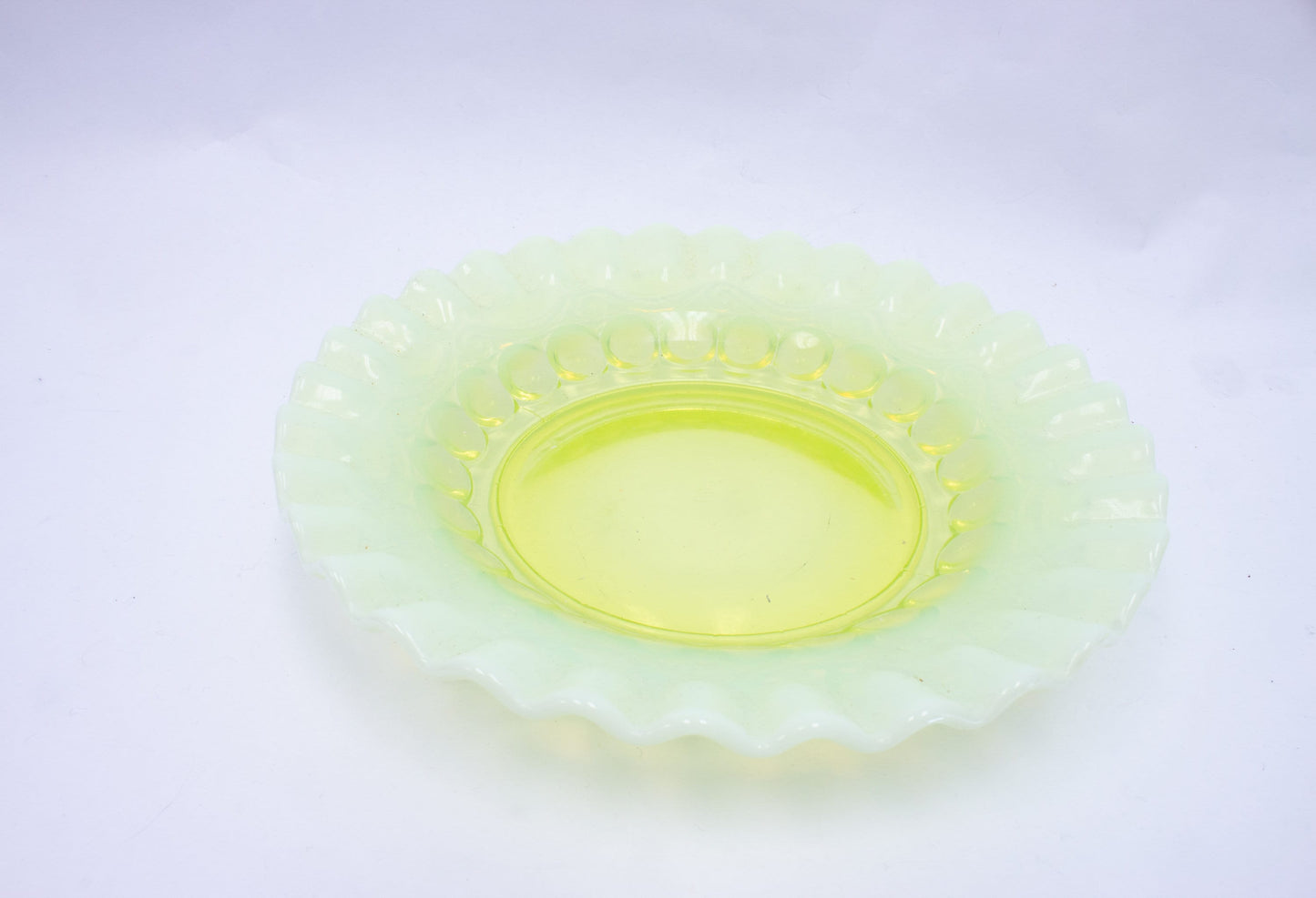 Vintage Uranium Glass Covered Platter